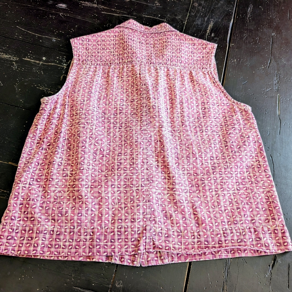 Vintage 2005 L. L. Bean Women's Sleeveless Cotton Top Med. Cottagecore Heritage - Picture 5 of 7